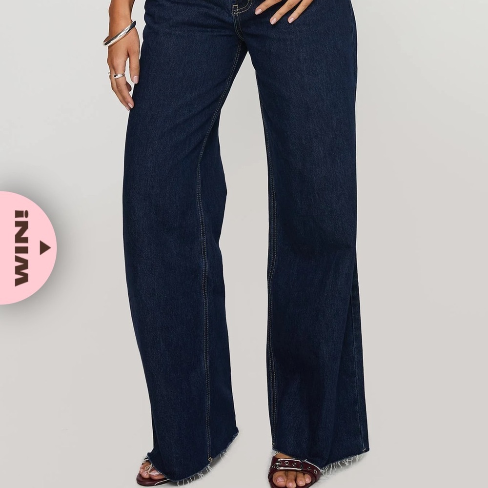 Princess Polly Dark Blue straight Jeans - Picture 2 of 3